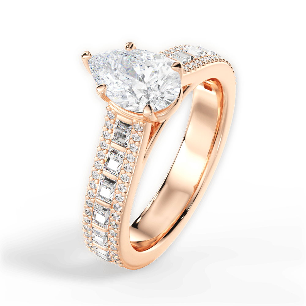 Lynn Pear Cut Lab Grown Diamond 18Kt Rose Gold Engagement Ring - View 4