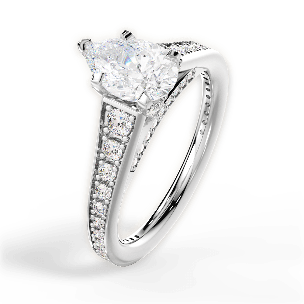 Leslie Pear Cut Lab Grown Diamond 18Kt White Gold Engagement Ring - View 2