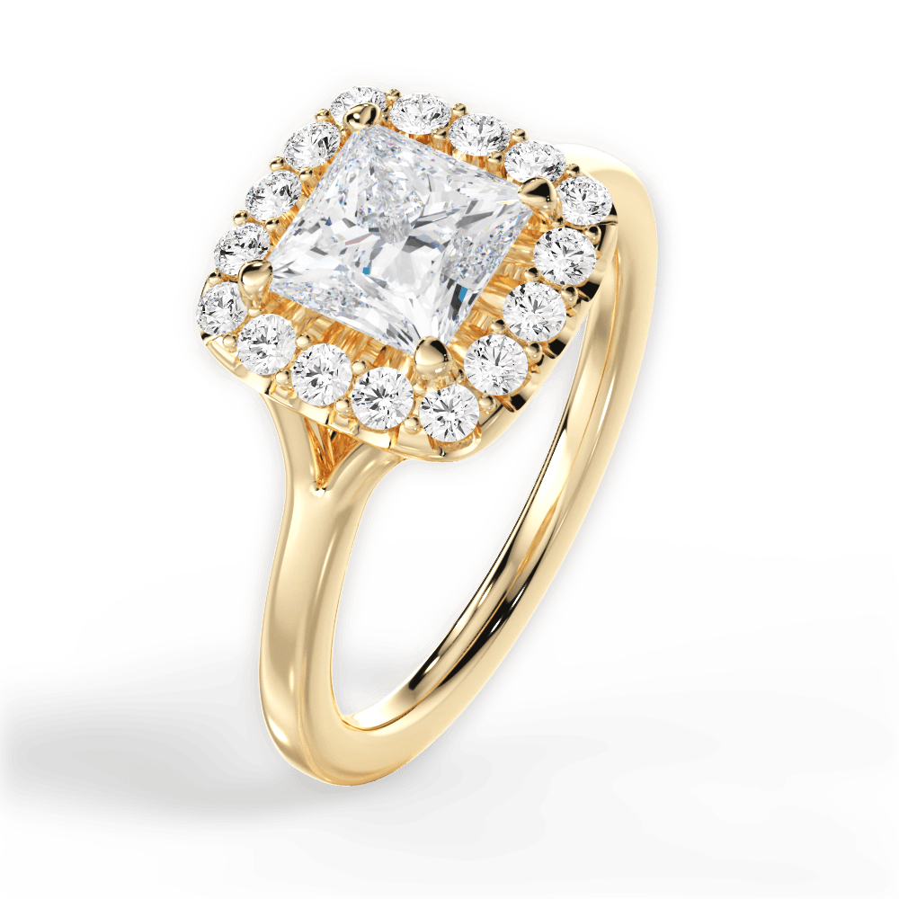 Geneva Princess Cut Lab Grown Diamond 18Kt Yellow Gold Engagement Ring - View 3