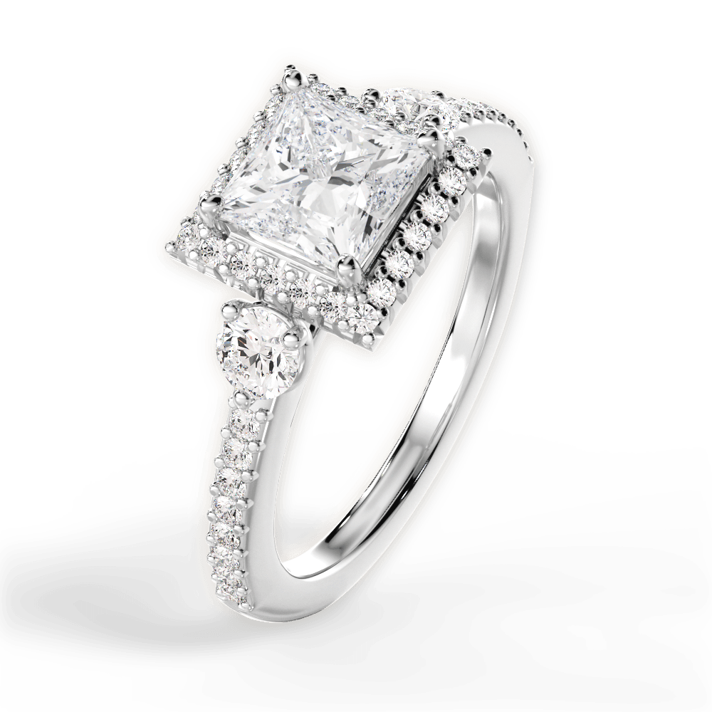 Julia Princess Cut Lab Grown Diamond Platinum Engagement Ring - View 3