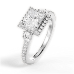 Julia Princess Cut Lab Grown Diamond Platinum Engagement Ring - View 3