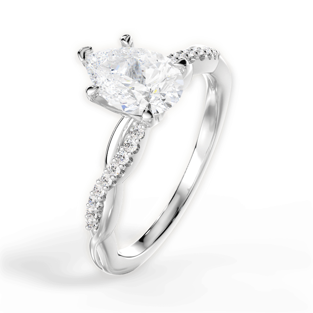 Charlotte Pear Cut Lab Grown Diamond Platinum Engagement Ring - View 4
