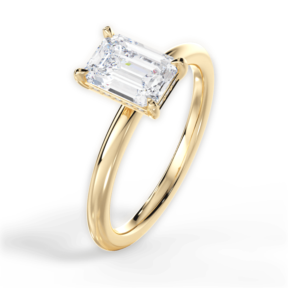 Brenda Emerald Cut Lab Grown Diamond 18Kt Yellow Gold Engagement Ring - View 4