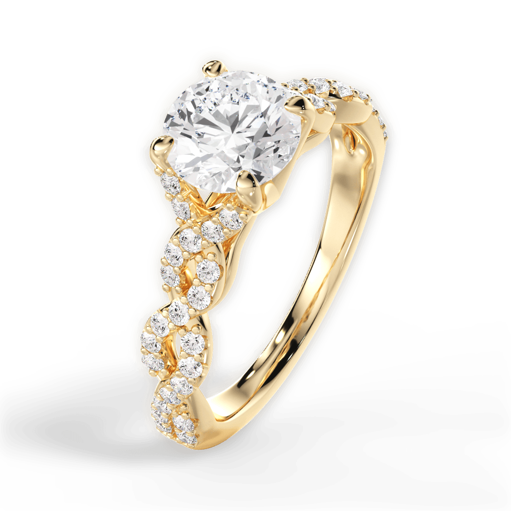 Justine Round Cut Lab Grown Diamond 18Kt Yellow Gold Engagement Ring - View 2