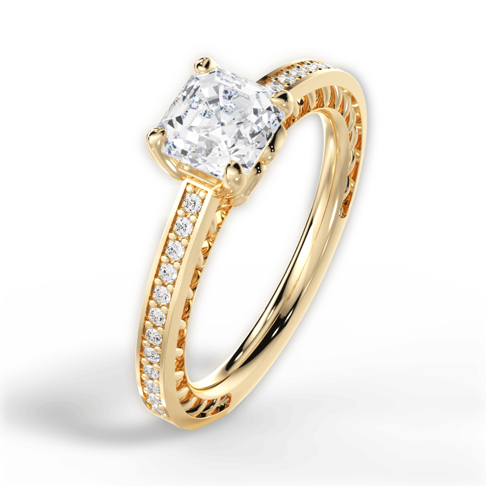 Donna Asscher Cut Lab Grown Diamond 18Kt Yellow Gold Engagement Ring - View 4