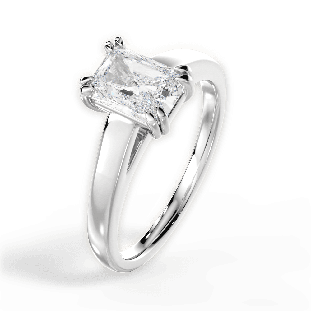 Anna Radiant Cut Lab Grown Diamond 18Kt White Gold Engagement Ring - View 2