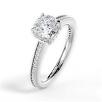 Janet Cushion Cut Lab Grown Diamond 18Kt White Gold Engagement Ring - View 3