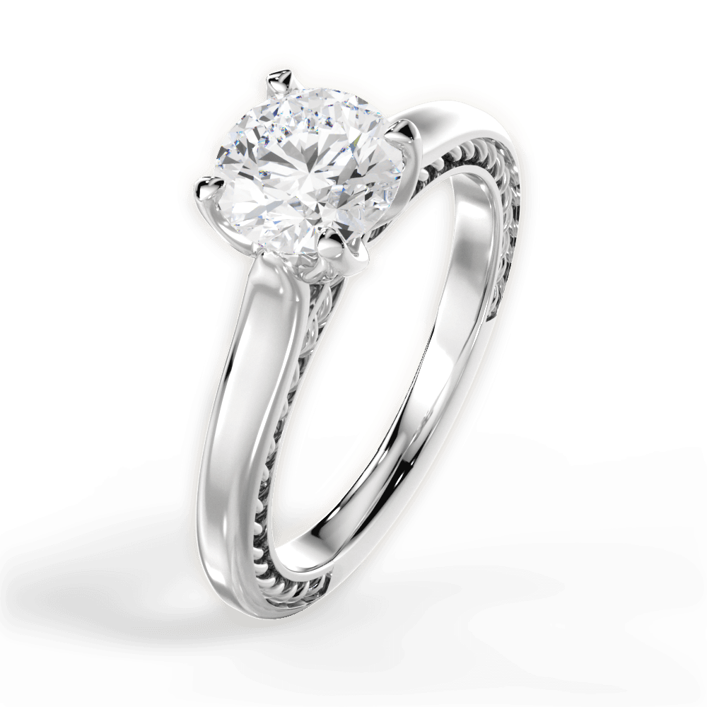 Carrie Round Cut Lab Grown Diamond 18Kt White Gold Engagement Ring - View 2