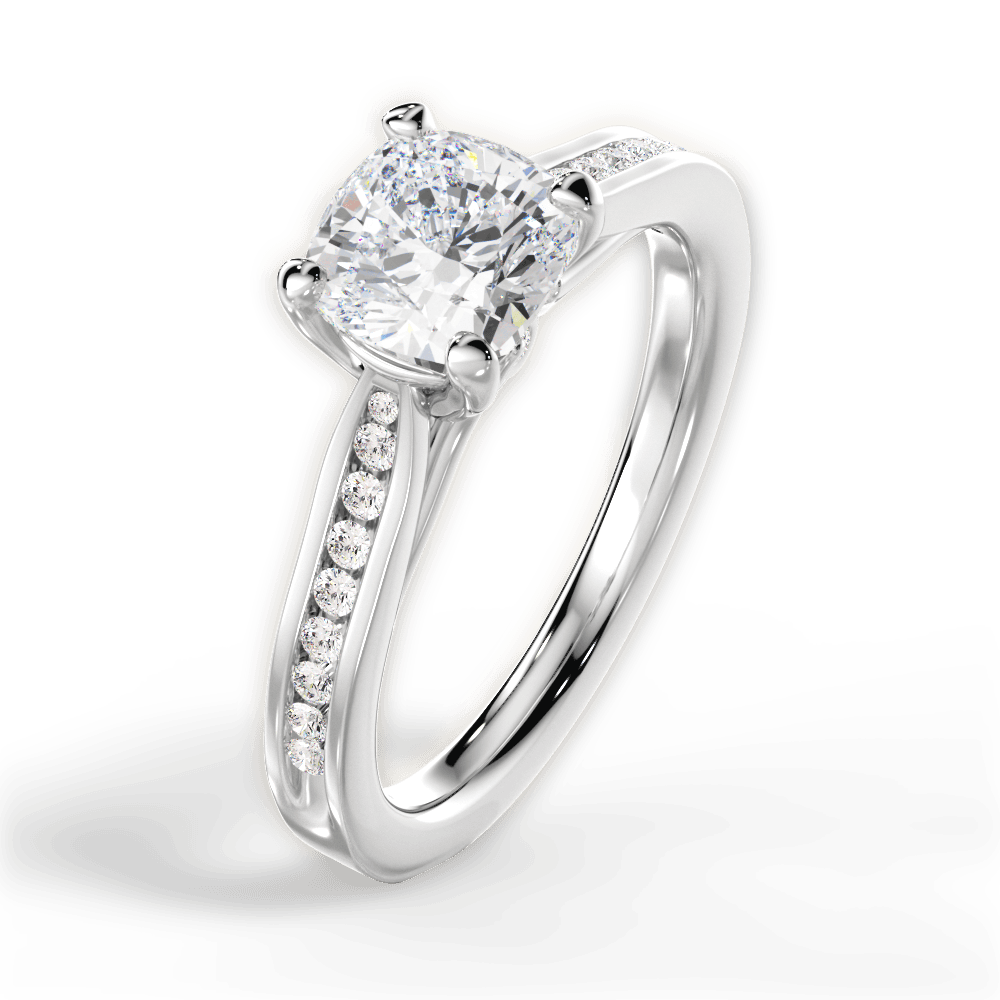 Elena Cushion Cut Lab Grown Diamond 14Kt White Gold Engagement Ring - View 3