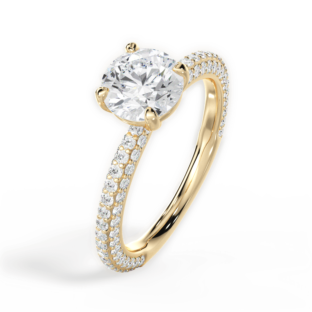 Kristen Round Cut Lab Grown Diamond 18Kt Yellow Gold Engagement Ring - View 3