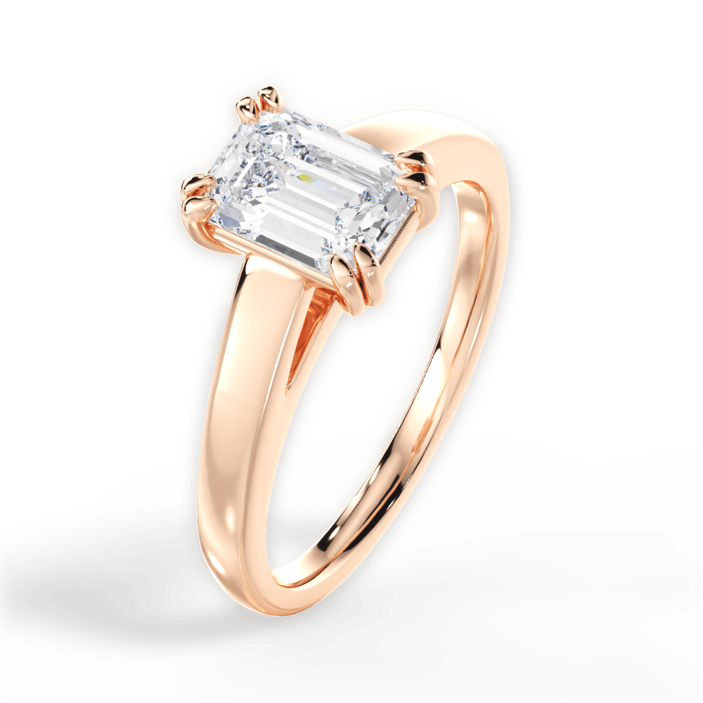 Courtney Emerald Cut Lab Grown Diamond 18Kt Rose Gold Engagement Ring - View 3