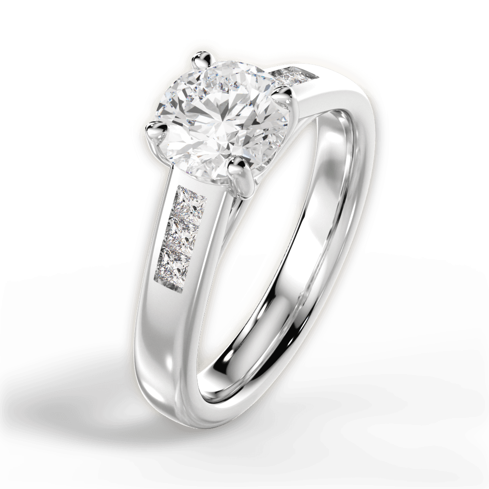 Brittany Round Cut Lab Grown Diamond 18Kt White Gold Engagement Ring - View 4