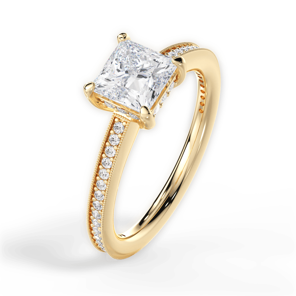 Janet Princess Cut Lab Grown Diamond 18Kt Yellow Gold Engagement Ring - View 3