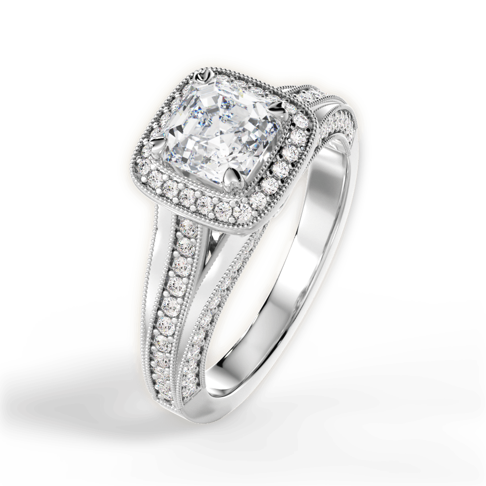 Lillian Asscher Cut Lab Grown Diamond Platinum Engagement Ring - View 2
