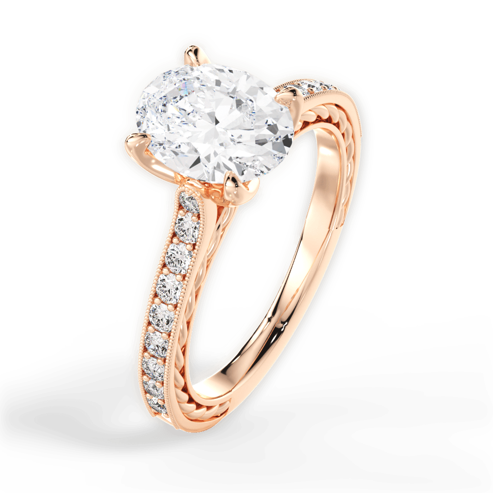 Gilda Oval Cut Lab Grown Diamond 18Kt Rose Gold Engagement Ring - View 2