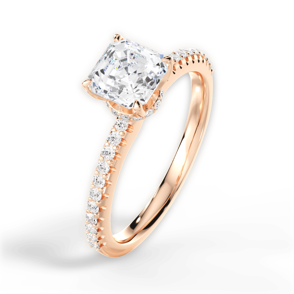 Giselle Asscher Cut Lab Grown Diamond 18Kt Rose Gold Engagement Ring - View 4
