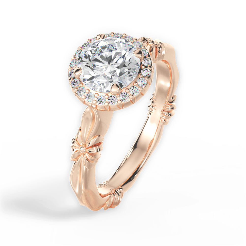 Erica Round Cut Lab Grown Diamond 18Kt Rose Gold Engagement Ring - View 3