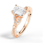 Geraldine Emerald Cut Lab Grown Diamond 18Kt Rose Gold Engagement Ring - View 3