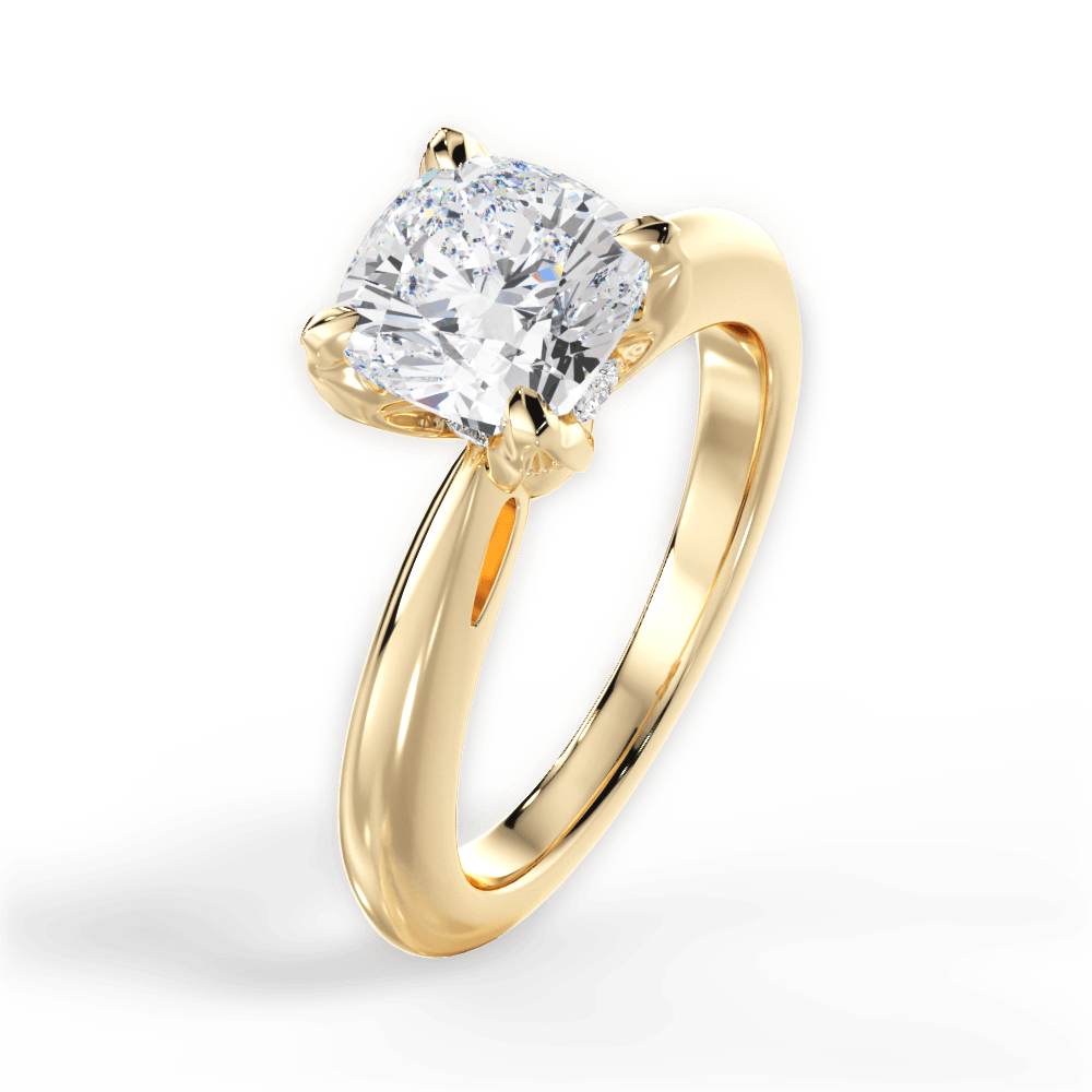 Elaine Cushion Cut Lab Grown Diamond 18Kt Yellow Gold Engagement Ring - View 4