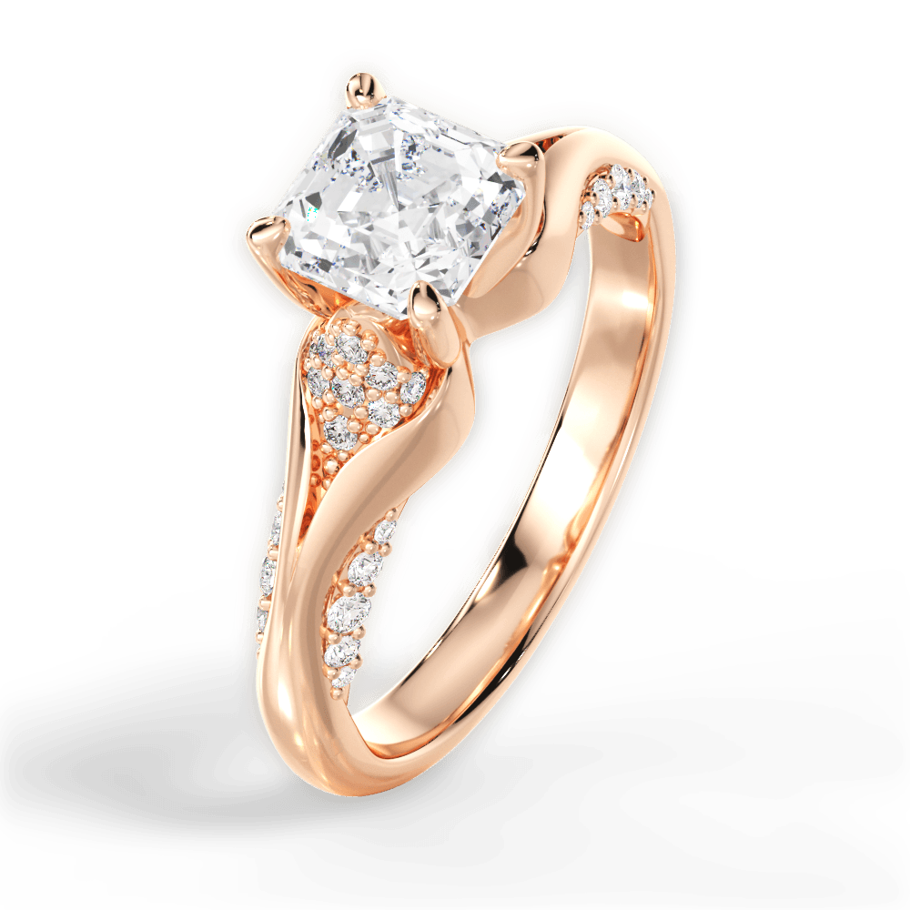 Isabel Asscher Cut Lab Grown Diamond 18Kt Rose Gold Engagement Ring - View 2