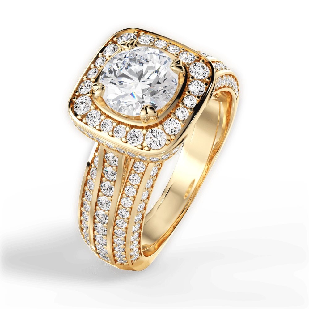 Madison Round Cut Lab Grown Diamond 18Kt Yellow Gold Engagement Ring - View 3