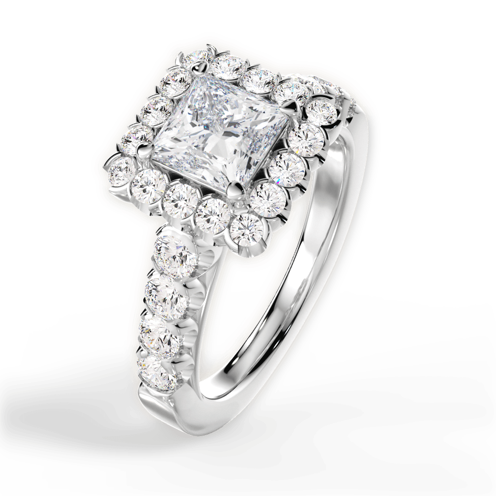 Lacey Princess Cut Lab Grown Diamond 18Kt White Gold Engagement Ring - View 3