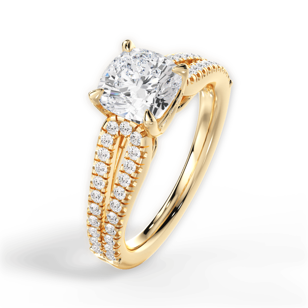 Jessica Cushion Cut Lab Grown Diamond 18Kt Yellow Gold Engagement Ring - View 4