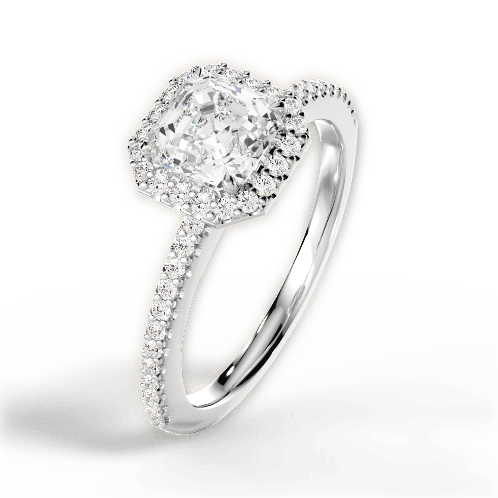 Joanne Asscher Cut Lab Grown Diamond 18Kt White Gold Engagement Ring - View 4