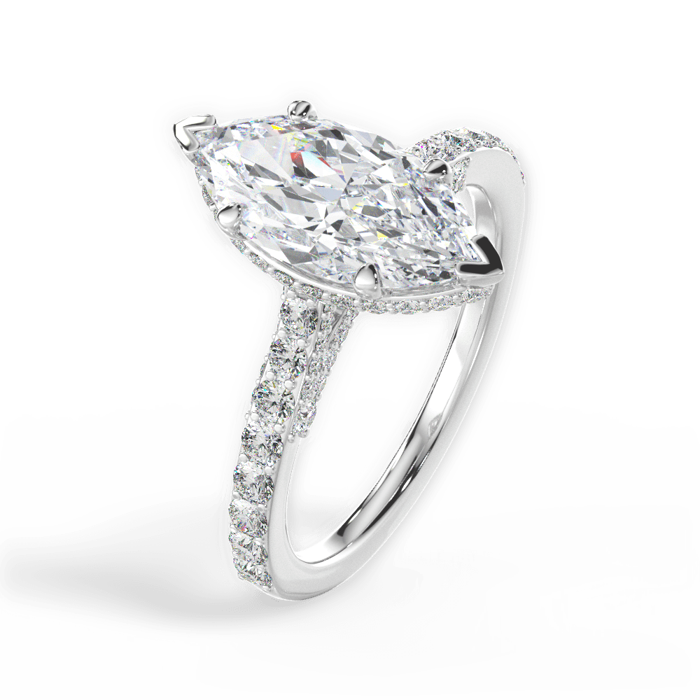 Laura Marquise Cut Lab Grown Diamond Platinum Engagement Ring - View 3