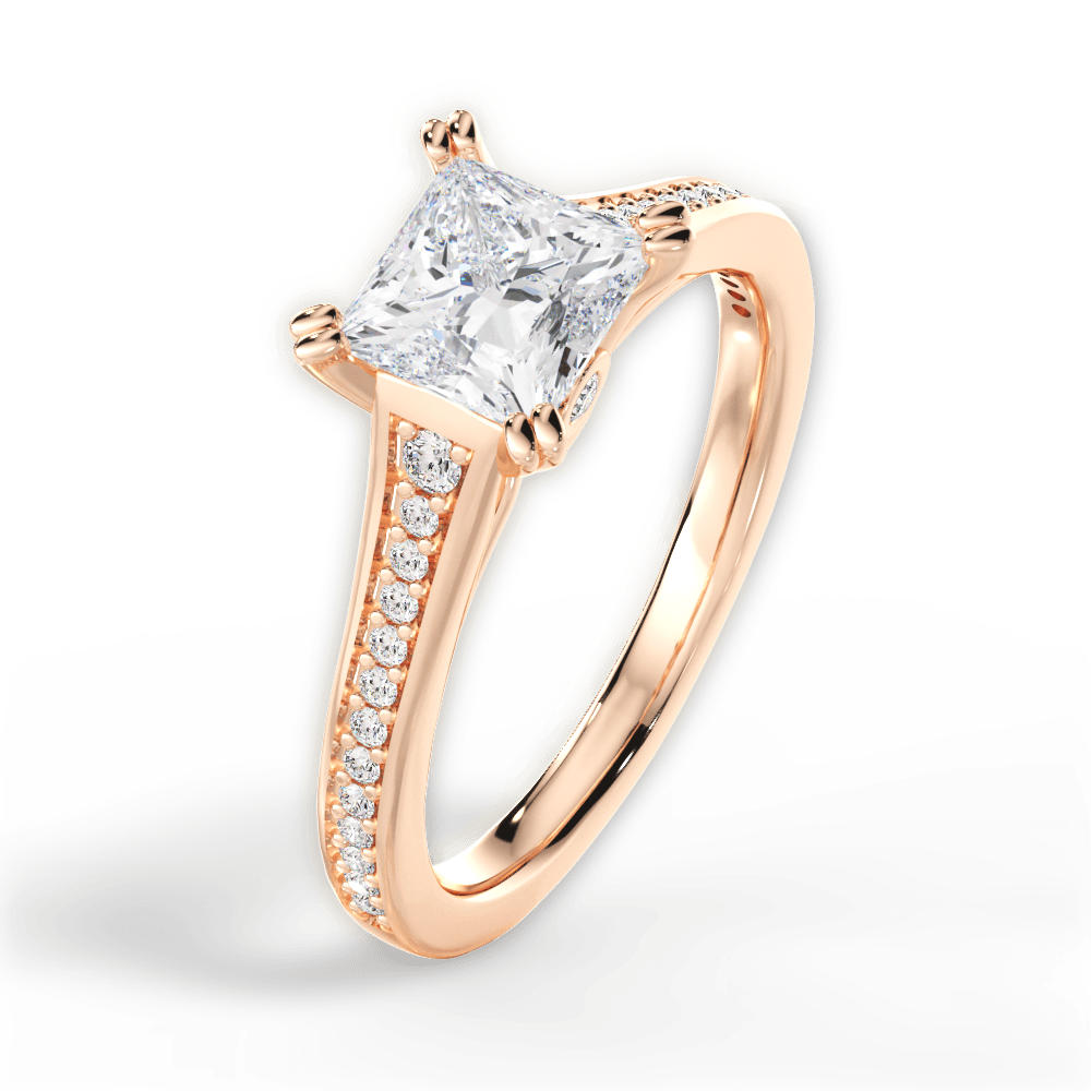 Delia Princess Cut Lab Grown Diamond 18Kt Rose Gold Engagement Ring - View 2