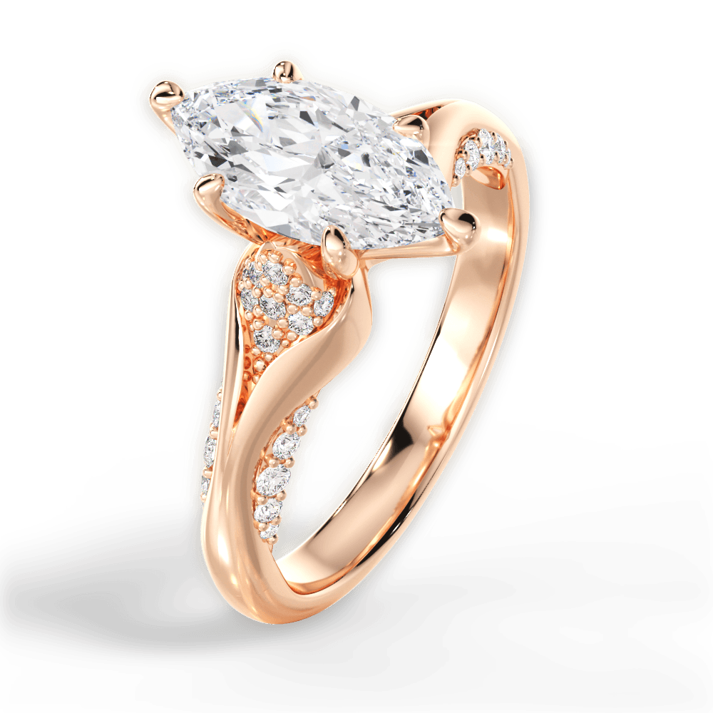 Isabel Marquise Cut Lab Grown Diamond 18Kt Rose Gold Engagement Ring - View 4