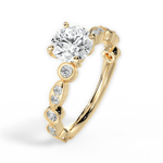 Edith Round Cut Lab Grown Diamond 18Kt Yellow Gold Engagement Ring - View 4