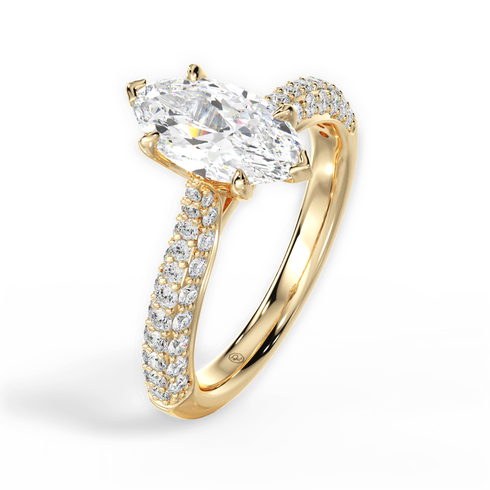 Kira Marquise Cut Lab Grown Diamond 18Kt Yellow Gold Engagement Ring - View 3