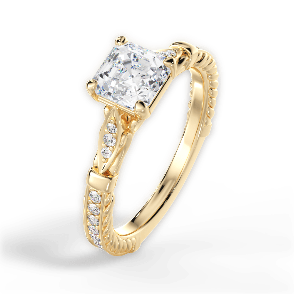 Gabriela Asscher Cut Lab Grown Diamond 18Kt Yellow Gold Engagement Ring - View 4
