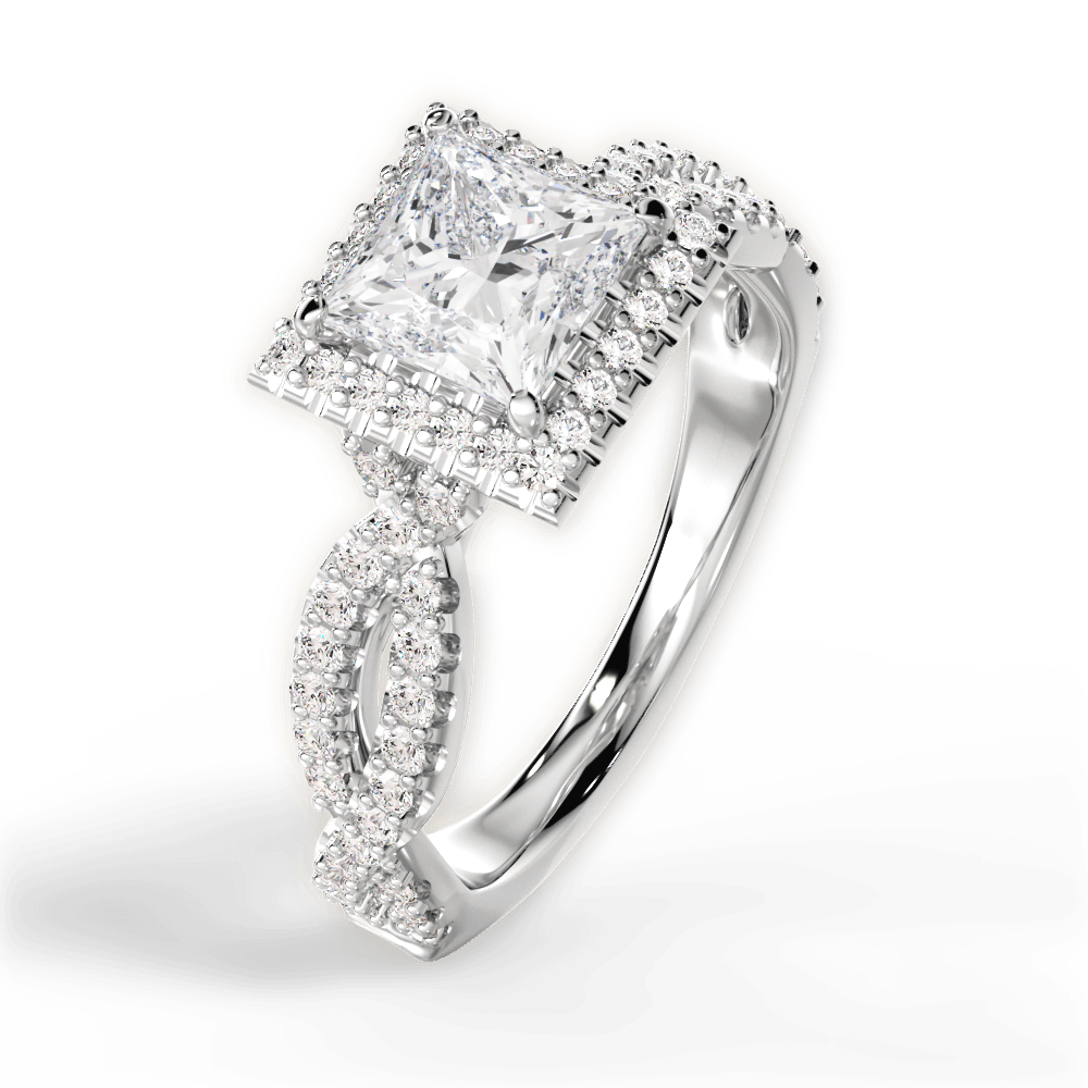Latoya Princess Cut Lab Grown Diamond 18Kt White Gold Engagement Ring - View 4