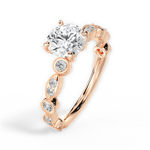 Edith Round Cut Lab Grown Diamond 18Kt Rose Gold Engagement Ring - View 3