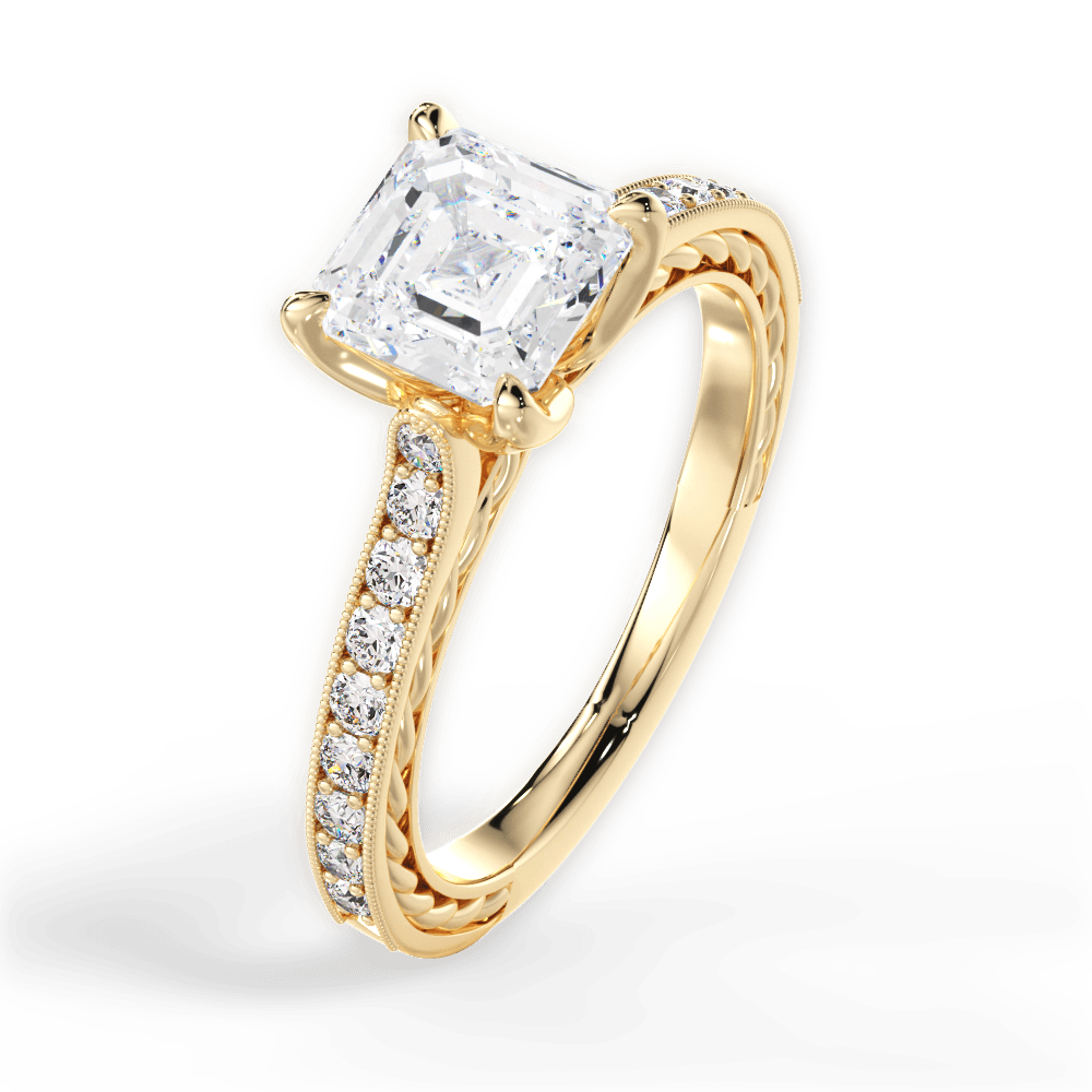 Gilda Asscher Cut Lab Grown Diamond 18Kt Yellow Gold Engagement Ring - View 4
