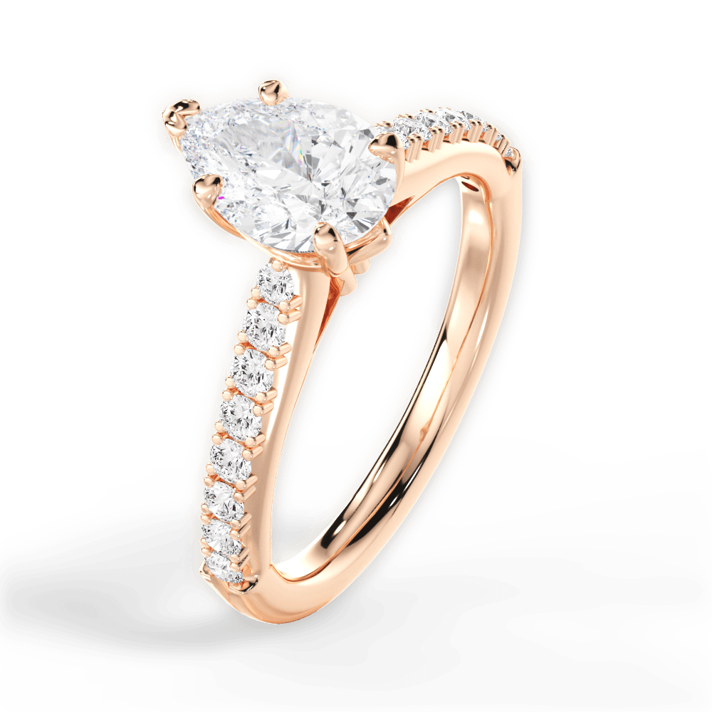 Elizabeth Pear Cut Lab Grown Diamond 18Kt Rose Gold Engagement Ring - View 3