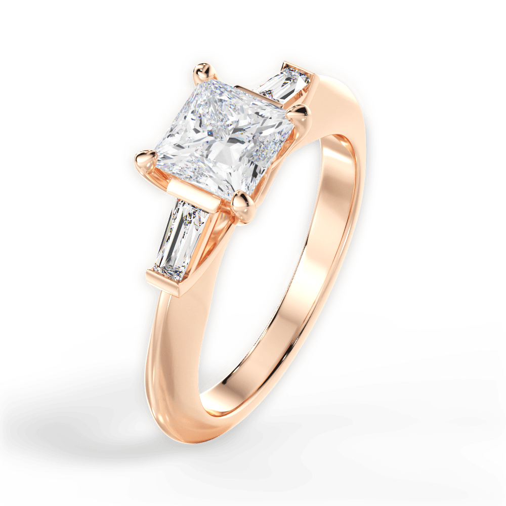 Emily Princess Cut Lab Grown Diamond 18Kt Rose Gold Engagement Ring - View 2