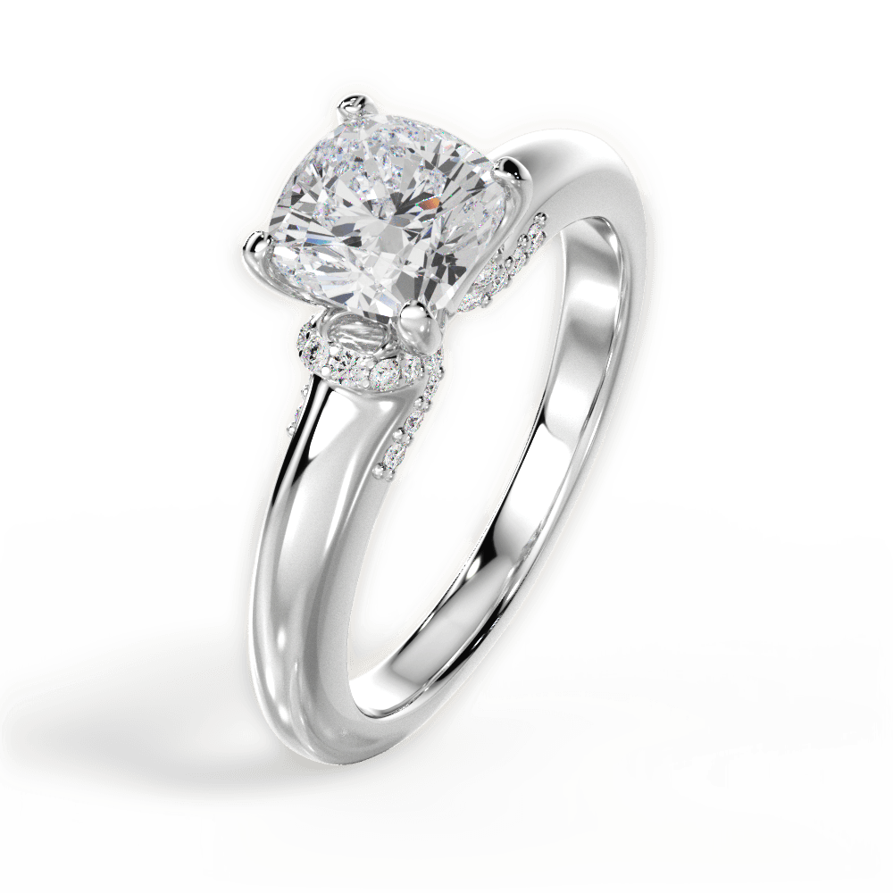 Florence Cushion Cut Lab Grown Diamond Platinum Engagement Ring - View 2