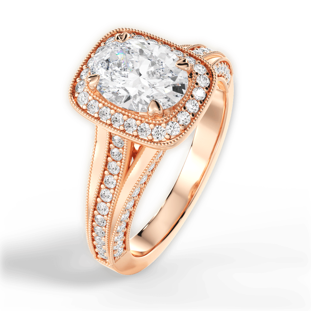 Lillian Oval Cut Lab Grown Diamond 18Kt Rose Gold Engagement Ring - View 4