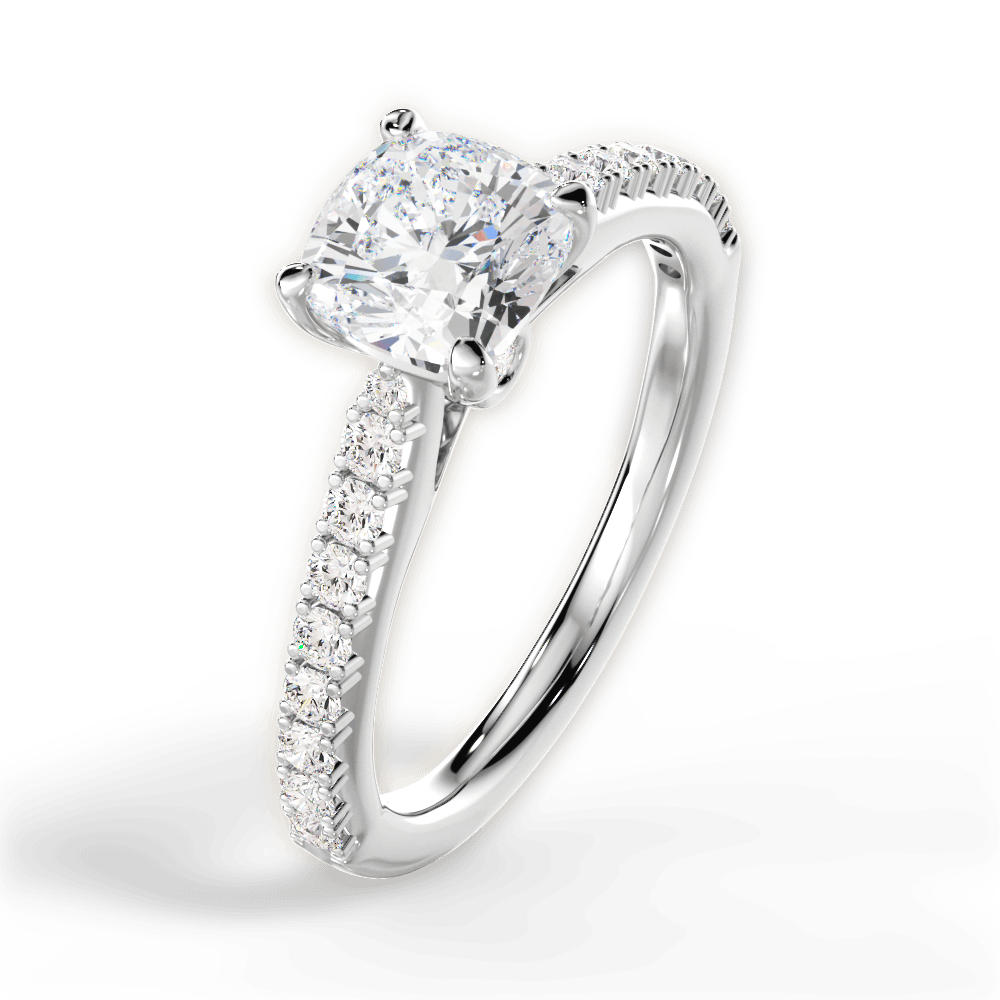 Frances Cushion Cut Lab Grown Diamond 14Kt White Gold Engagement Ring - View 4