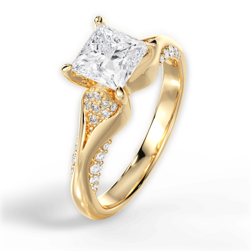 Isabel Princess Cut Lab Grown Diamond 18Kt Yellow Gold Engagement Ring - View 4