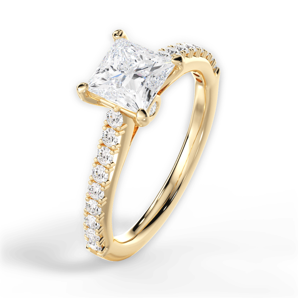 Frances Princess Cut Lab Grown Diamond 18Kt Yellow Gold Engagement Ring - View 2