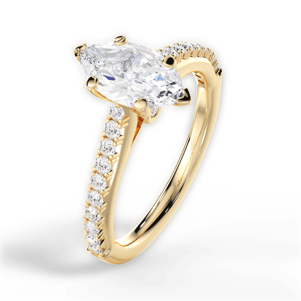 Frances Marquise Cut Lab Grown Diamond 18Kt Yellow Gold Engagement Ring - View 2