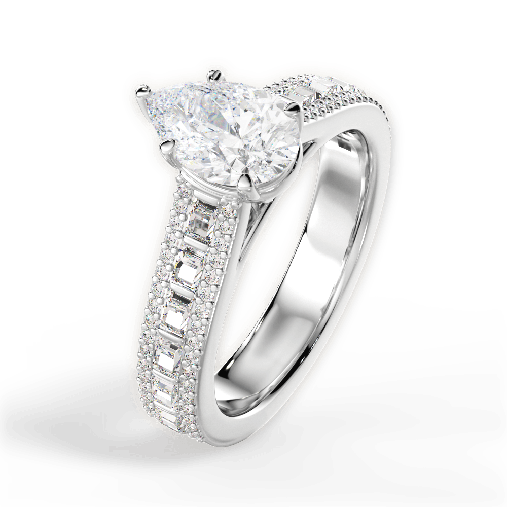 Lynn Pear Cut Lab Grown Diamond 14Kt White Gold Engagement Ring - View 2