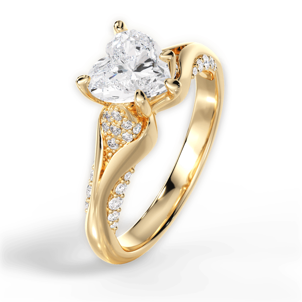 Isabel Heart Cut Lab Grown Diamond 18Kt Yellow Gold Engagement Ring - View 3