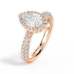 Lucy Pear Cut Lab Grown Diamond 18Kt Rose Gold Engagement Ring - View 3