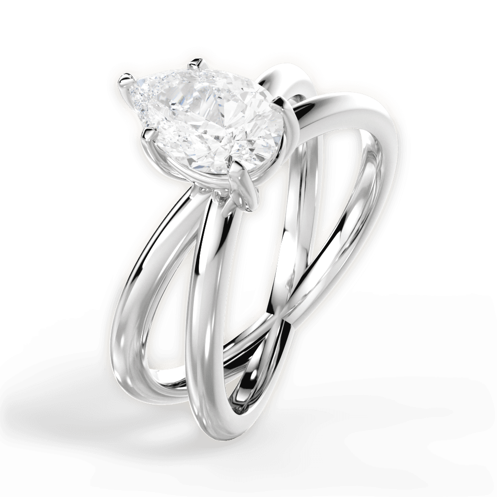 Ada Pear Cut Lab Grown Diamond 14Kt White Gold Engagement Ring - View 4