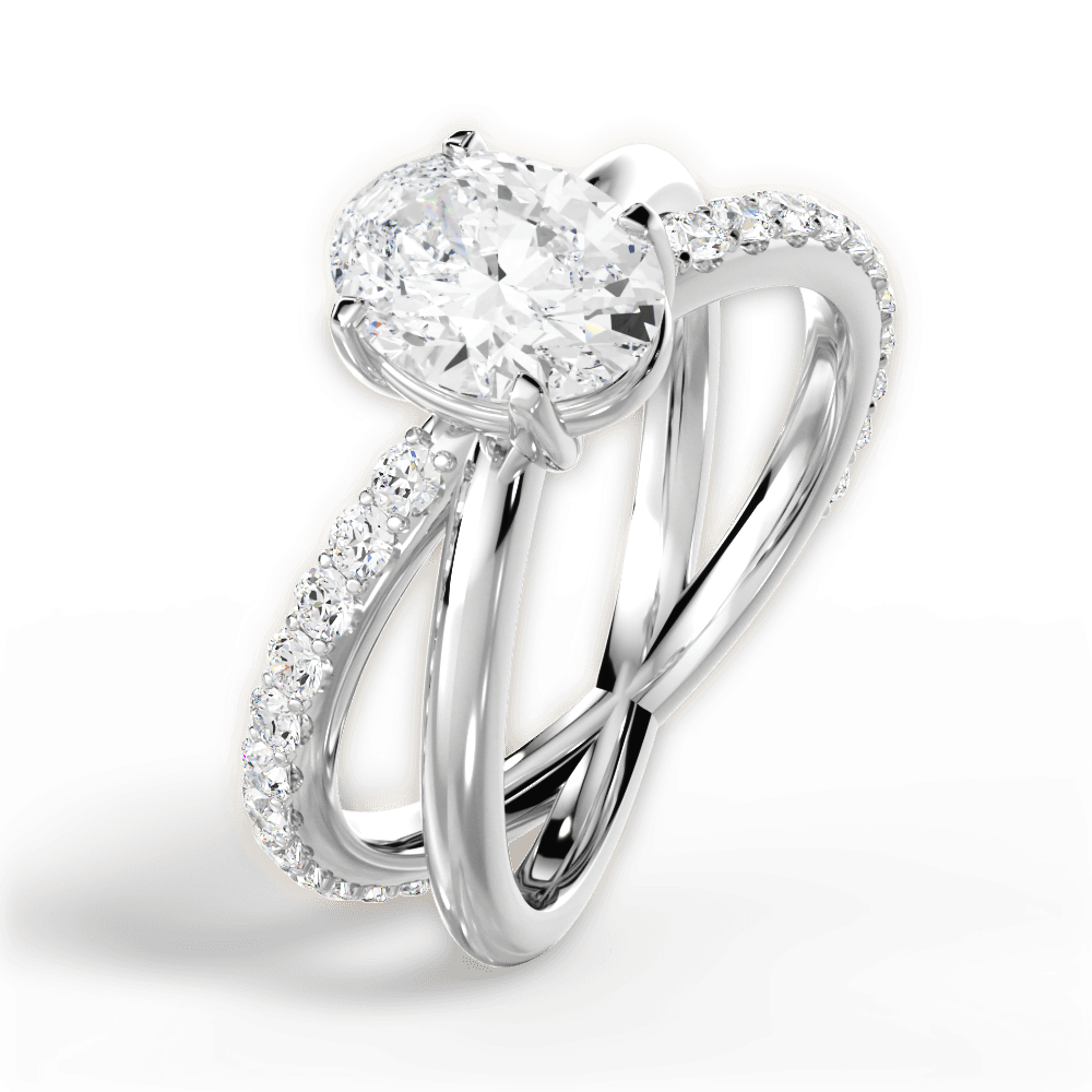 Jennifer Oval Cut Lab Grown Diamond 14Kt White Gold Engagement Ring - View 2